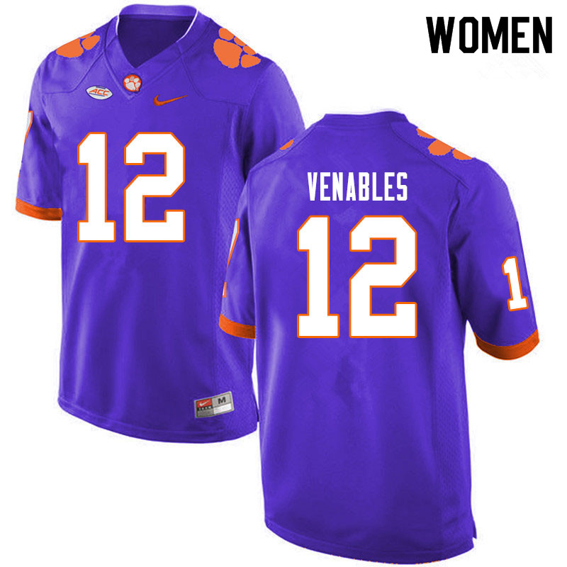 Women #12 Tyler Venables Clemson Tigers College Football Jerseys Sale-Purple - Click Image to Close